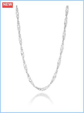 925 Sterling Silver 3mm Singapore Chain Necklace Made in Italy
